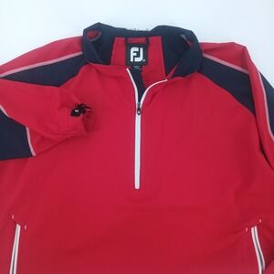 FootJoy FJ Mens 2XL Red Navy Blue 1/4 Zip Golf Pullover Jacket GWA Charity